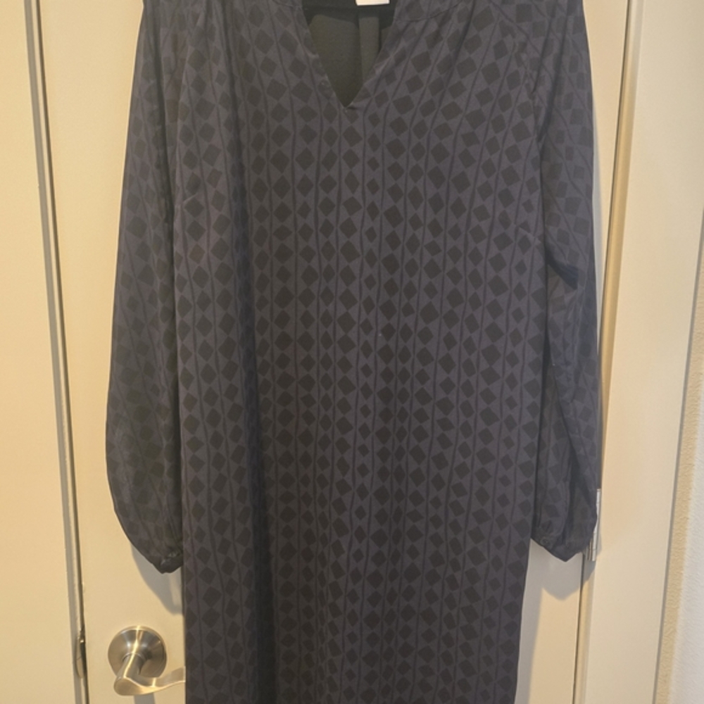 CAbi Navy Geometric Long Sleeve Dress